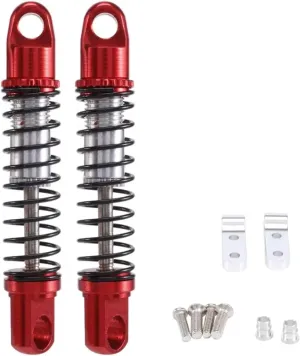 Rc Shock Absorber For WPL D12 2pcs Metal Rear Shock Absorber Damper With Mount Fixed For Seat RC Car Tracked Vehicle Parts And Accessories Upgrade Replacement Use(Red)