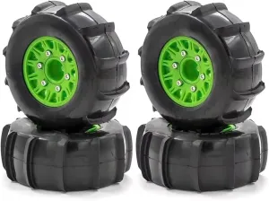 Rc Wheel Rim Tire for Traxx for Slash for Huanqi 727 for E-revo for 1:8 1:10 116mm Tire Rc Car Short Card Sand Tires Upgrade Tire Adapter 12/14/17mm(Green)