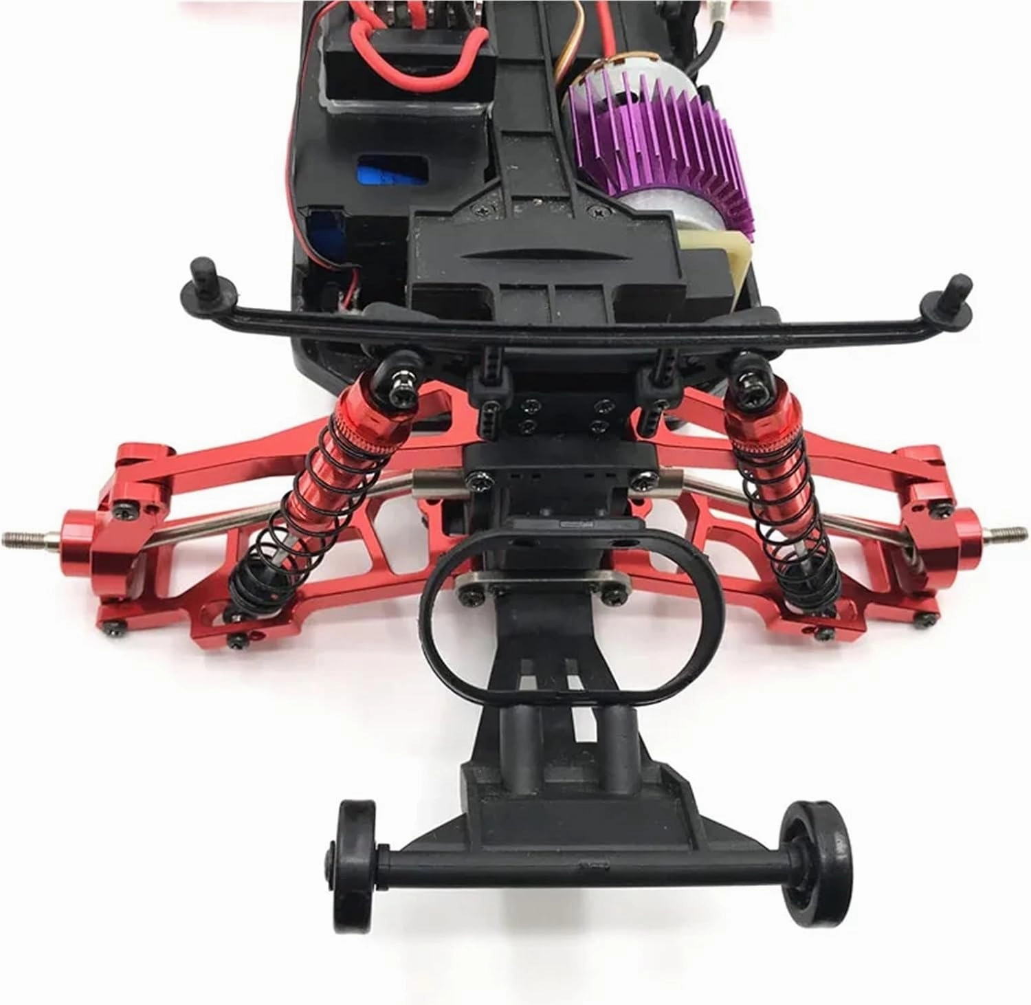 RC Car Accessories Compatible with WLtoys 104009 12401 12404 12409 RC Crawler Cars Spare Parts Metal Modification Front and Rrear for Swing Arms(Red)