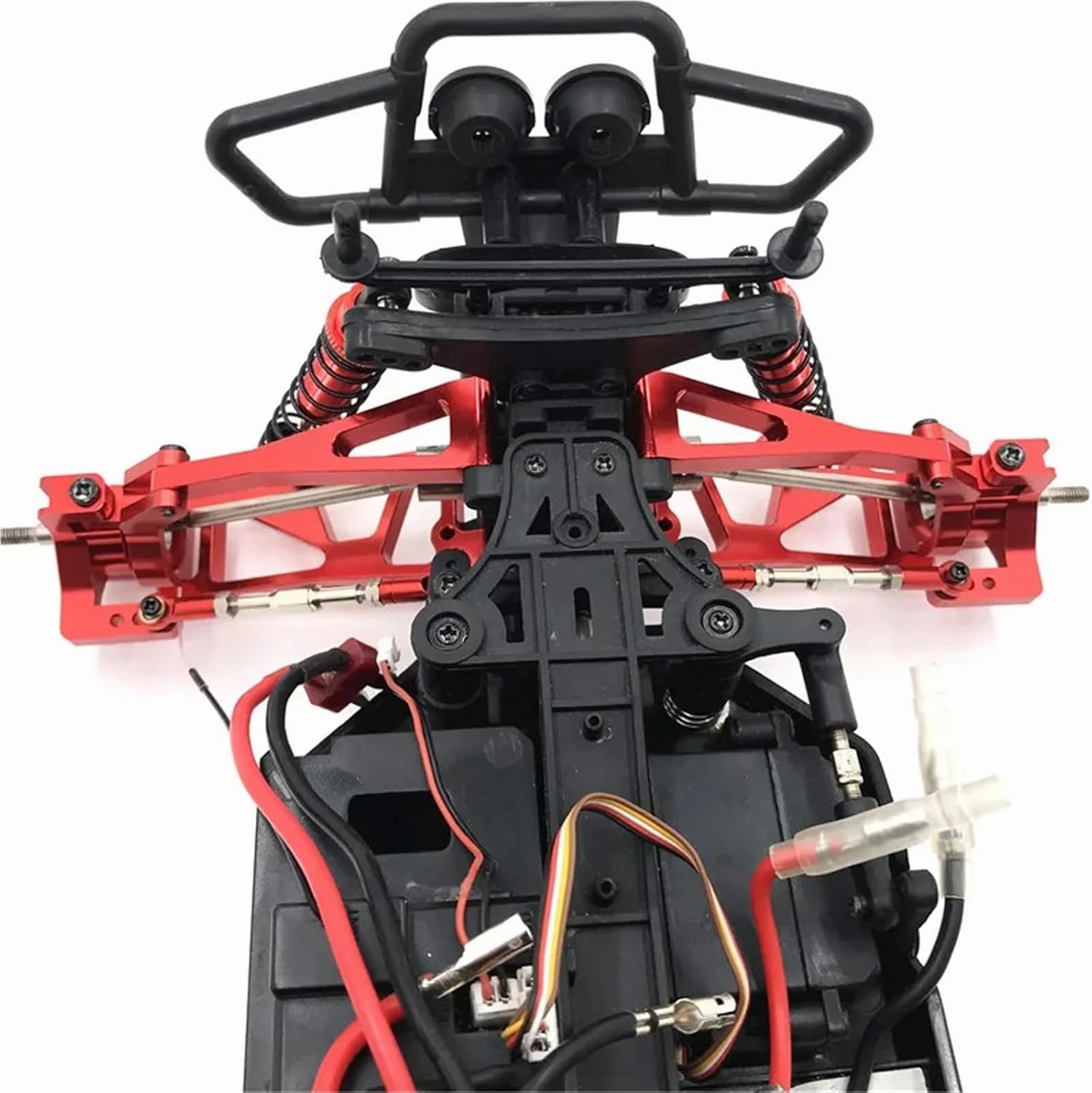 RC Car Accessories Compatible with WLtoys 104009 12401 12404 12409 RC Crawler Cars Spare Parts Metal Modification Front and Rrear for Swing Arms(Red)