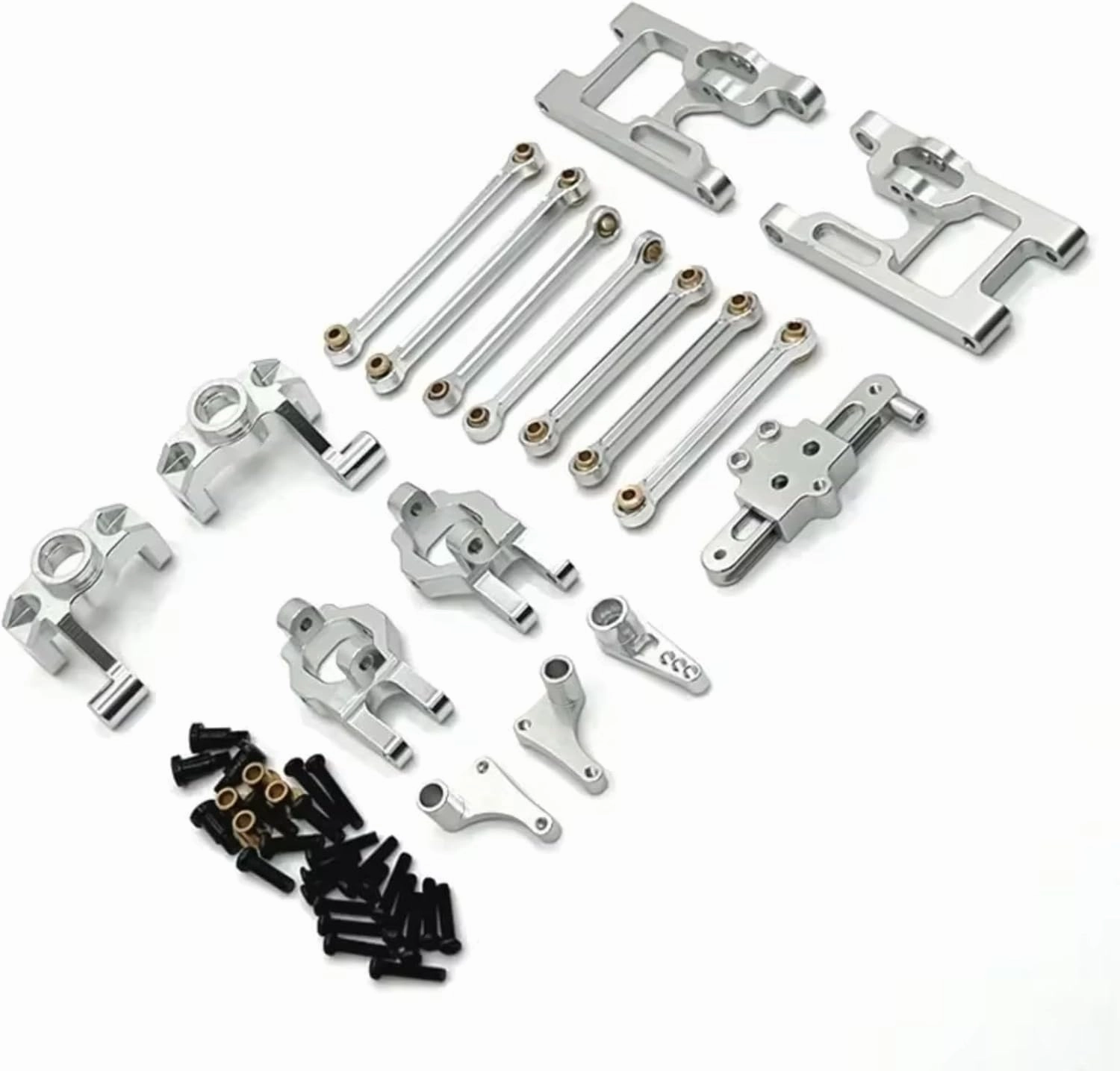 RC Car Accessories Compatible with Wltoys 124006 12423 12427 12428 12429 1/12 RC Car Upgrade Parts Kit Steering Cup Steering Assembly Link Rod(White)