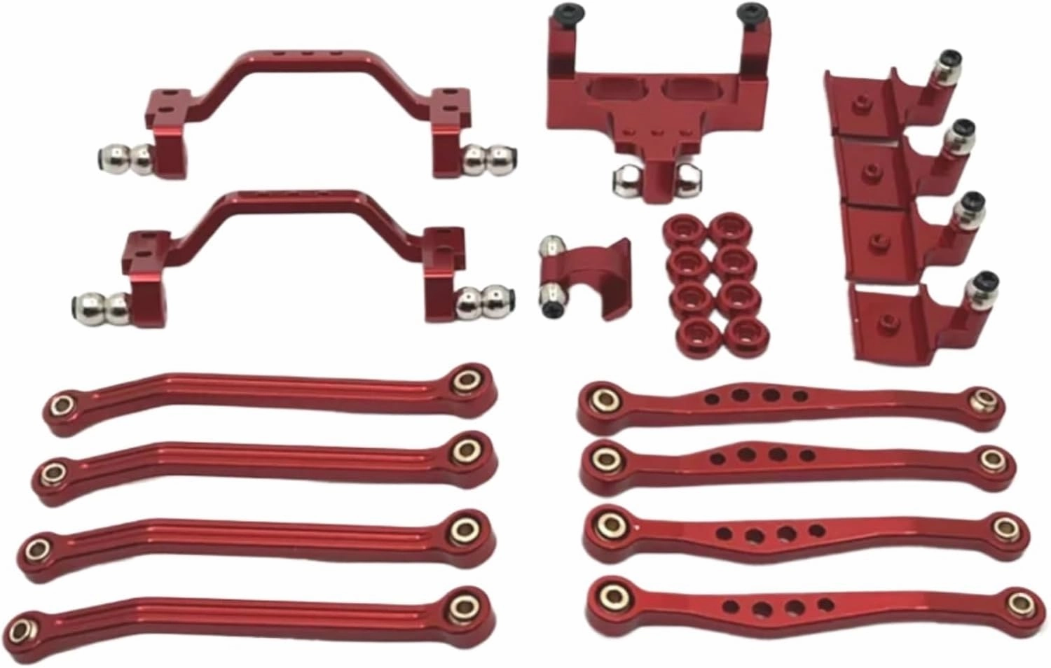 RC Car Accessories for Wpl for C64 1/16 RC Car Parts Accessories Metal Upgrade Pedal Rod Suspension Frame Rudder Base Rod for Seat Accessories(Red)