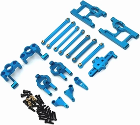 RC Car DIY Parts for WLtoys 124006 12423 12427 12428 1/12 Metal Upgrade Kit Remote Control Crawler Vehicle Upgrade Parts Accessories(Blue)
