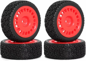 RC Car Upgrade Part for Tamiya XV01 XV02 for TT01 for TT02 PTG-2 1/10 4pcs 68mm for Rally Tires Rubber Tire Wheel Tyre RC for Racing Car Upgrade Parts(Red)