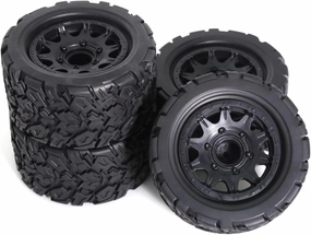 Rc Car Wheel Rim Tire Compatible with TRAXXAS for MAXX for ARRMA for Granite for KRATON for Outcast 1/10 for Monster Stunt Truck 110mm Tire 12mm and 14mm Hex