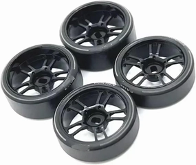 Rc Car Wheel Rim Tire Compatible with Wltoys 284131 K969 K979 K989 P929 for Kyosho for Mini-Z 1/28 RC Car Upgrades Parts 27Mm Drift Tire Tyre Metal Wheel Rim(Black)