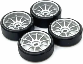 RC Repair Parts Compatible with Wltoys 284131 K969 K979 K989 P929 for Kyosho for Mini-Z 1:28 RC Car Parts 1/28 27mm Drift Tire Tyre Metal Wheel Rim(White)