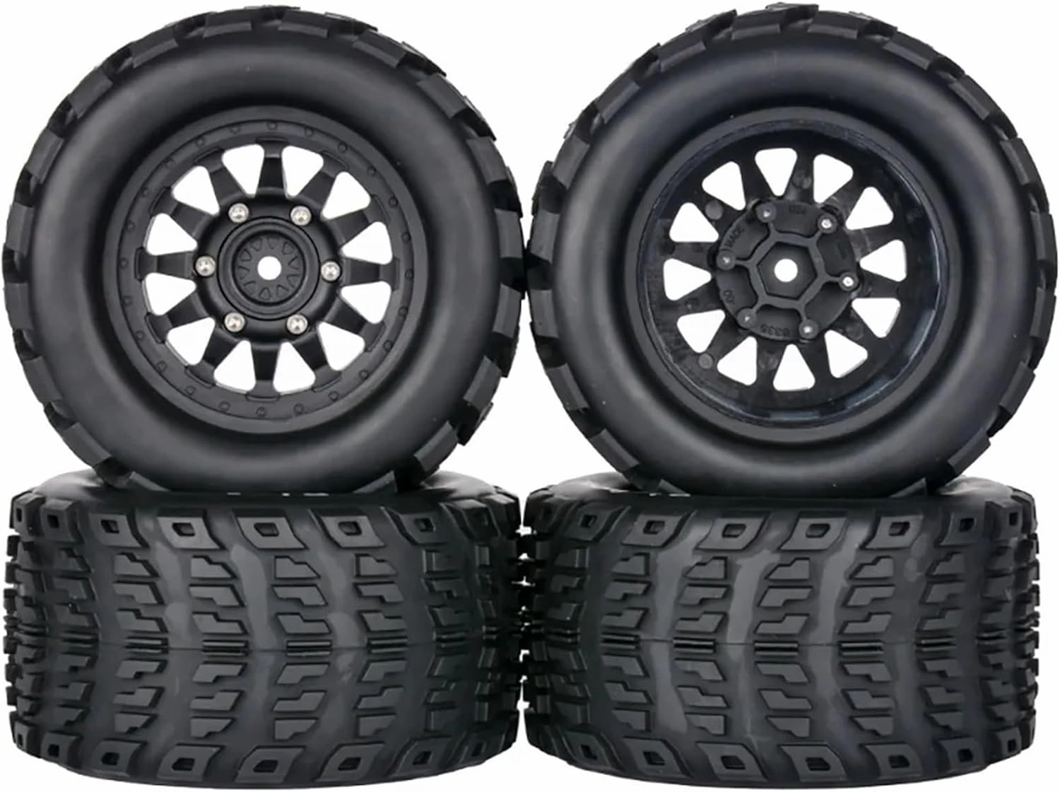 Rc Wheel Rim Tire for 1/10 RC for Model Car for Monster Truck Retrofit Accessories Tires Wheels 4PCS Replaceable Adapter 12mm 14mm(C)
