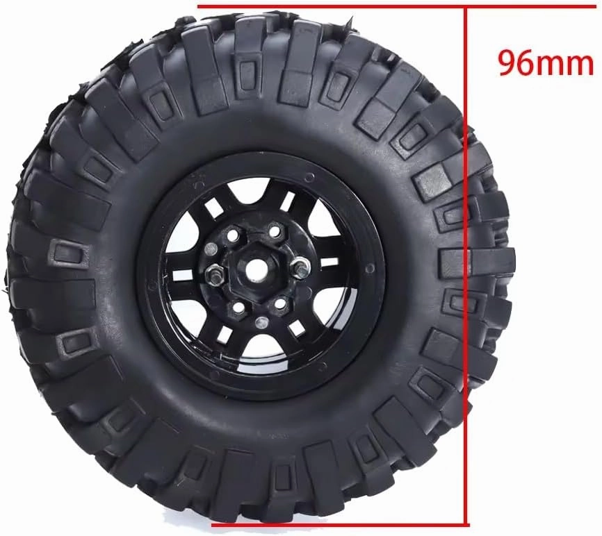 Rc Wheel Rim Tire for Axial for SCX10 for Trassas for TRX4 for CC01 for D90 110 for TF2 4pcs 1.9inch Beadlock Wheels Rim 1:10 RC for Rock Crawler Car Tires(96mm)