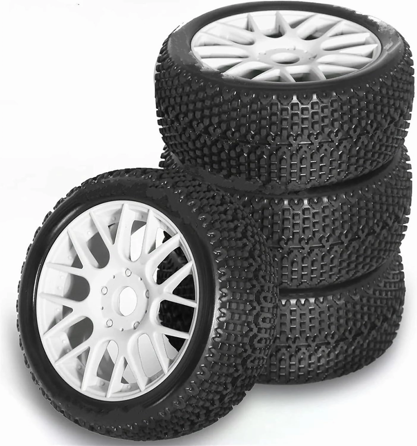 Rc Wheel Rim Tire for Tekno for MP10 for FSR for Mugen for X8R Car Tires Accessories 1/8 RS Remote Control Off-Road Vehicle Tires 4pcs(White)