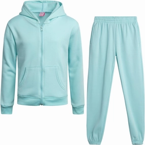 Real Love Girls' Jogger Set - 2 Piece Basic Fleece Solid Full Zip Hoodie and Sweatpants (Size: 7-16)