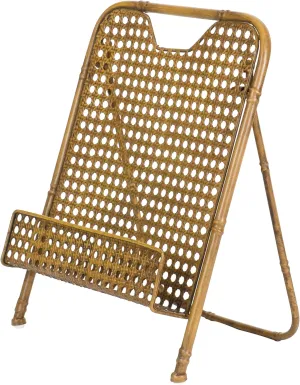 Red Co. 13.5 x 10 inch Decorative Foldable Metal Wire Bamboo Cookbook Stand & Recipe Holder, Aged Gold