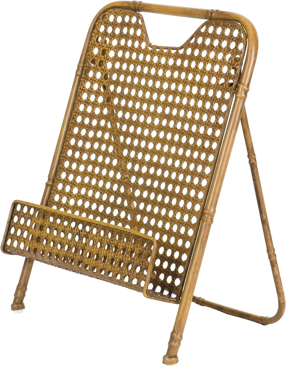 Red Co. 13.5 x 10 inch Decorative Foldable Metal Wire Bamboo Cookbook Stand & Recipe Holder, Aged Gold
