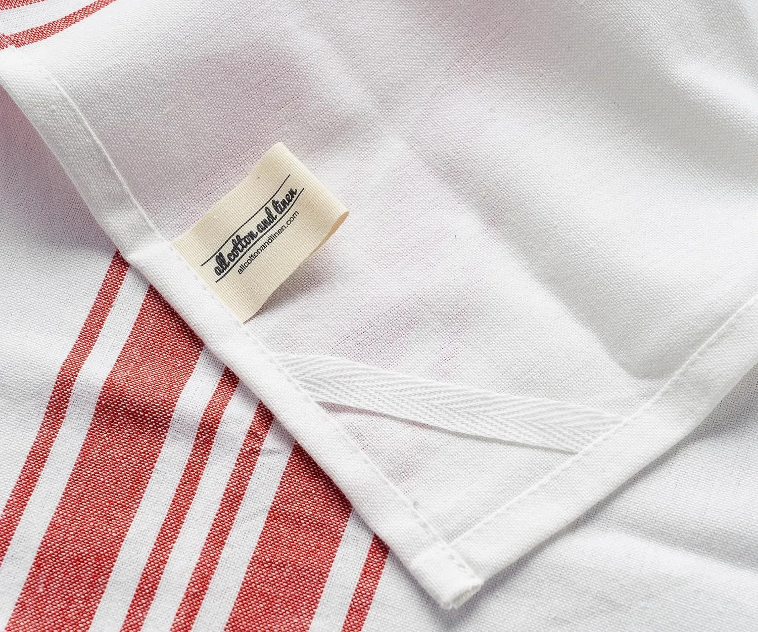 Red Striped Linen Kitchen Towels – 100% Pure Linen Dish, Tea & Hand Towels, Super Absorbent & Quick Drying Farmhouse Towels, 18x28 Inch, Set of 4, Machine Washable
