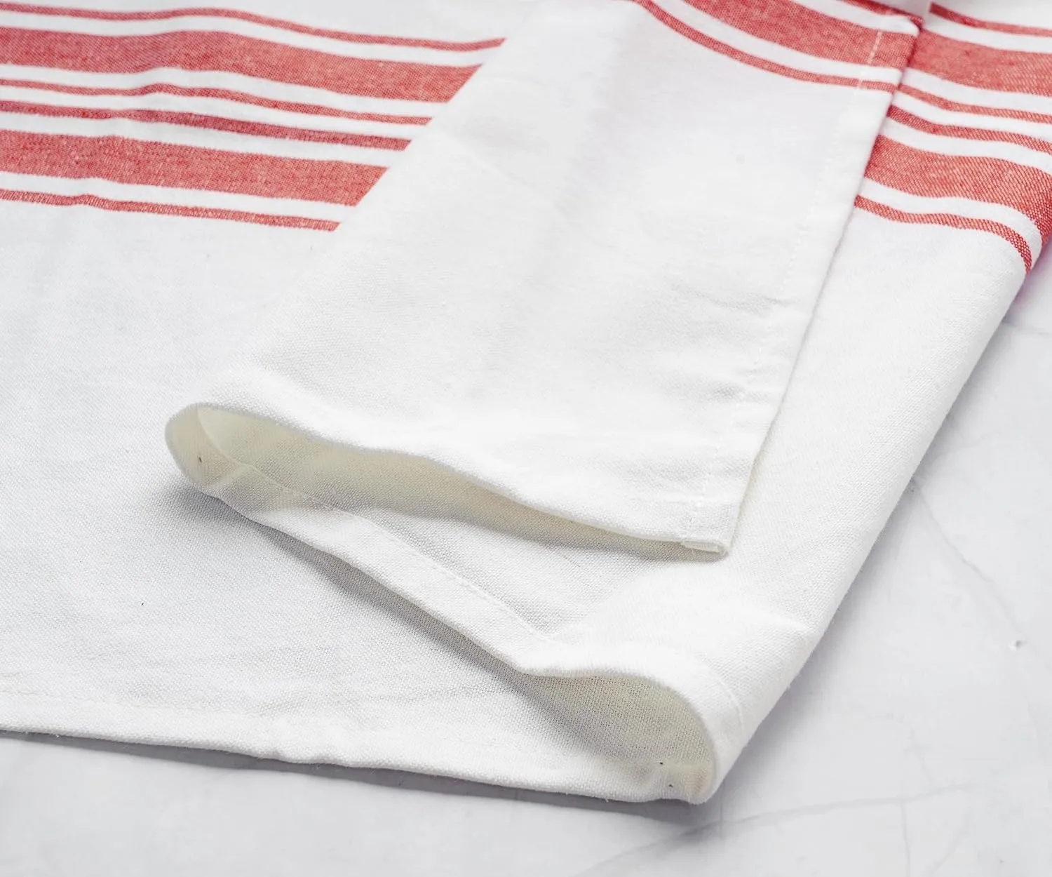 Red Striped Linen Kitchen Towels – 100% Pure Linen Dish, Tea & Hand Towels, Super Absorbent & Quick Drying Farmhouse Towels, 18x28 Inch, Set of 4, Machine Washable