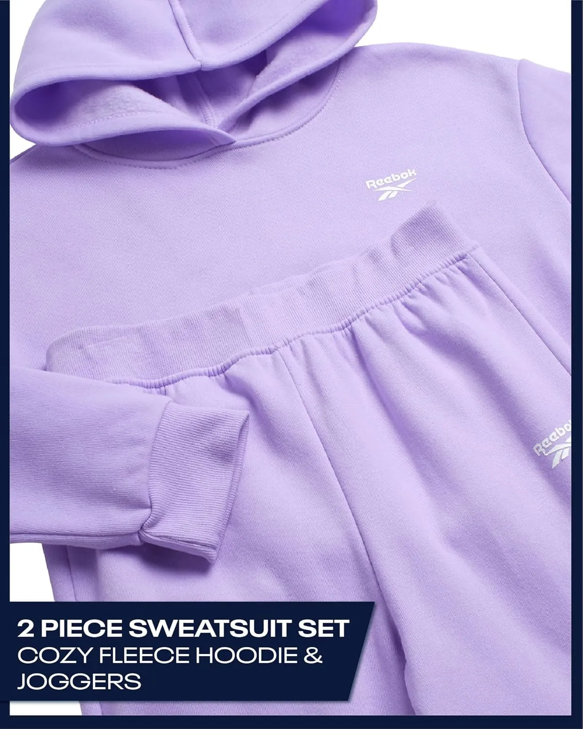 Reebok Girls' Jogger Set - 2 Piece Hoodie Sweatshirt and Sweatpants Sweatsuit (Size: 4-12)
