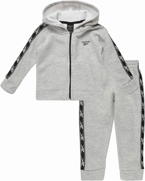 Reebok Baby Toddler Boys' Sweatsuit Set - 2 Piece Full Zip Up Fleece Hoodie Jogger Pants Set Playwear Lounge Wear (12M-7)
