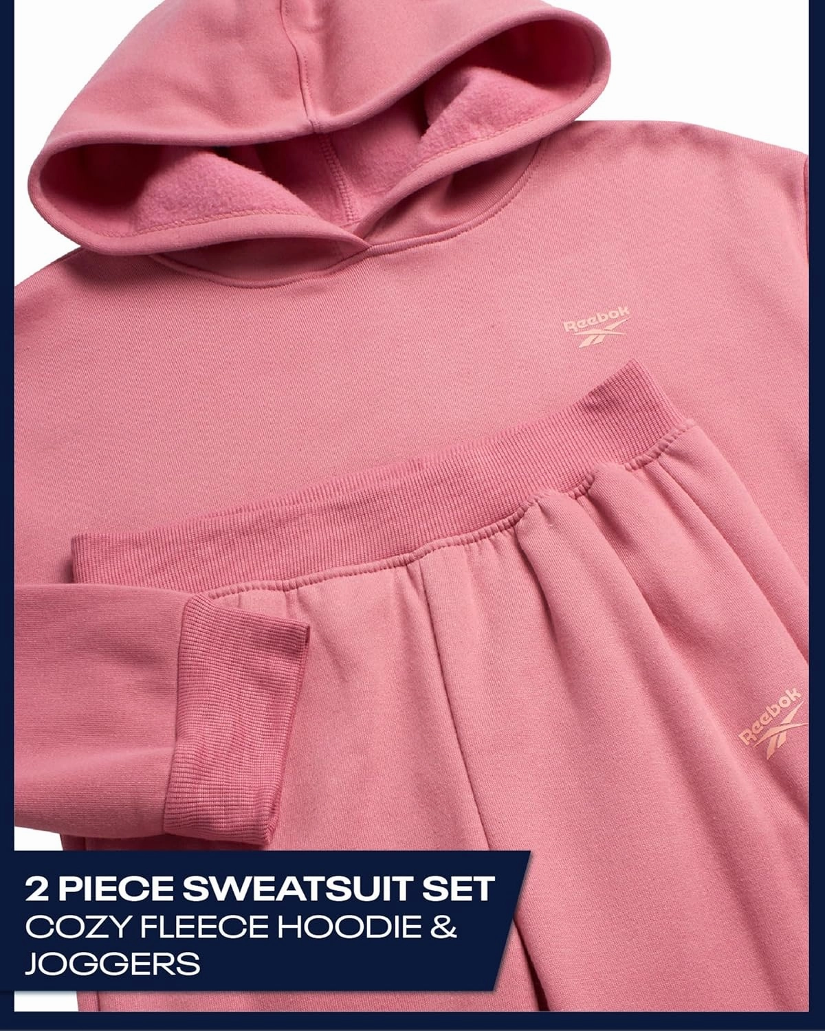 Reebok Girls' Jogger Set - 2 Piece Hoodie Sweatshirt and Sweatpants Sweatsuit (Size: 4-12)