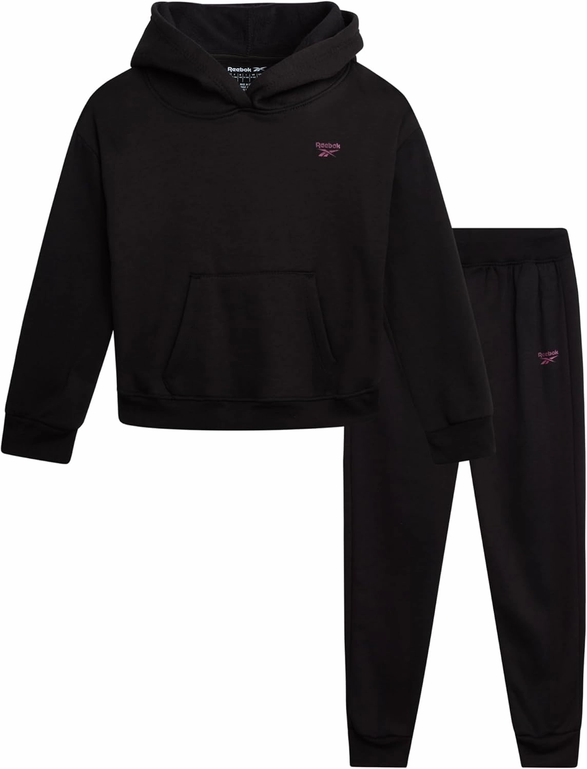 Reebok Girls' Jogger Set - 2 Piece Hoodie Sweatshirt and Sweatpants Sweatsuit (Size: 4-12)