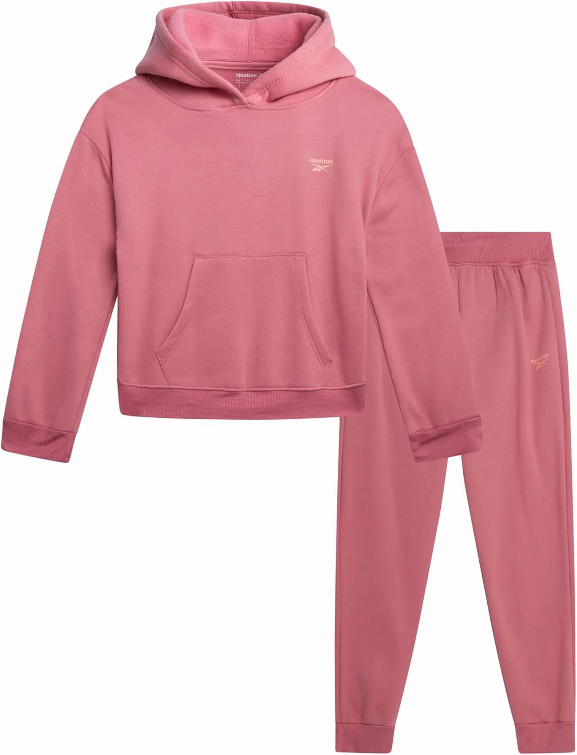 Reebok Girls' Jogger Set - 2 Piece Hoodie Sweatshirt and Sweatpants Sweatsuit (Size: 4-12)