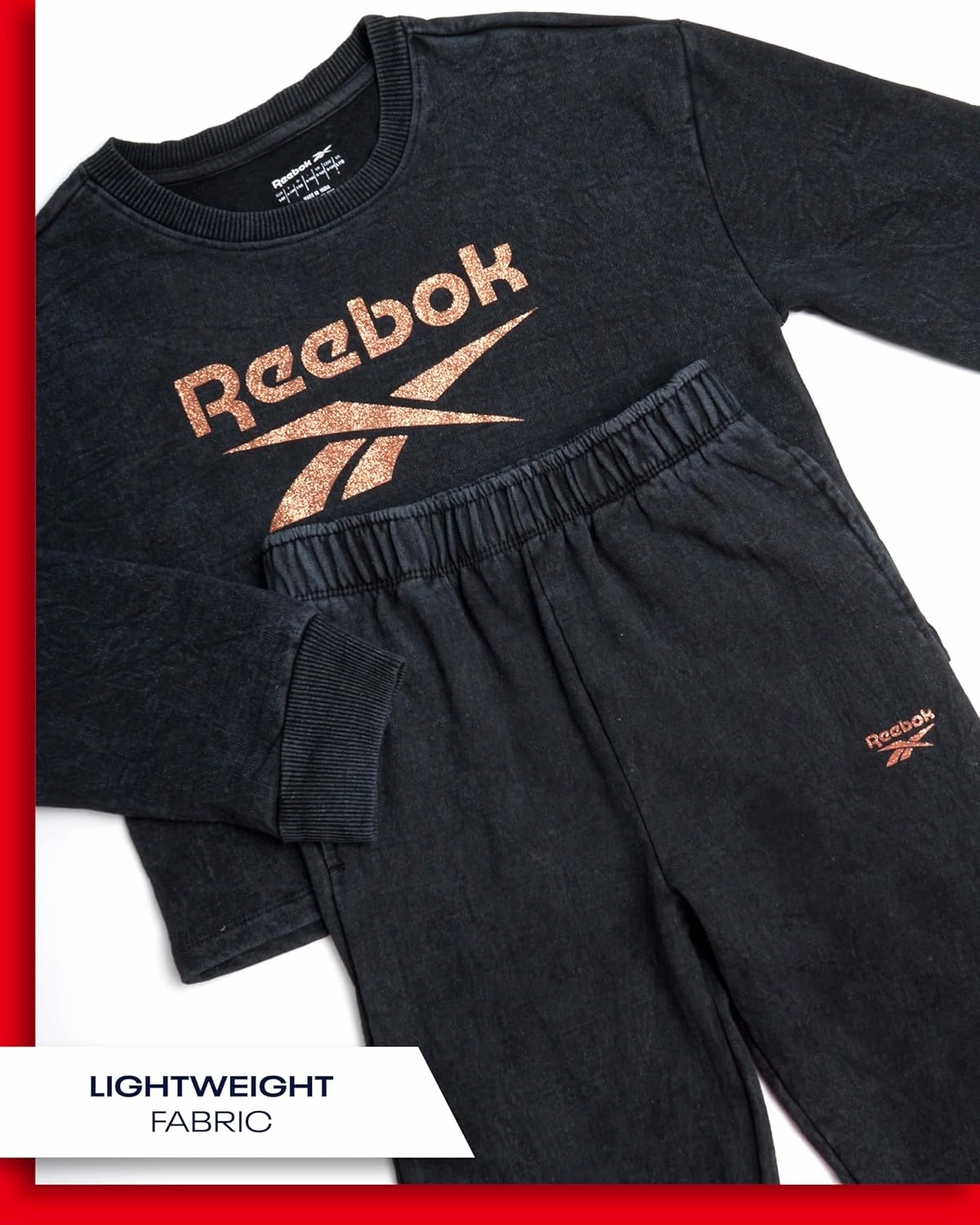 Reebok Girls' Sweatsuit Set - 2 Piece Fleece Hoodie and Jogger Sweatpants (Size: 7-12)