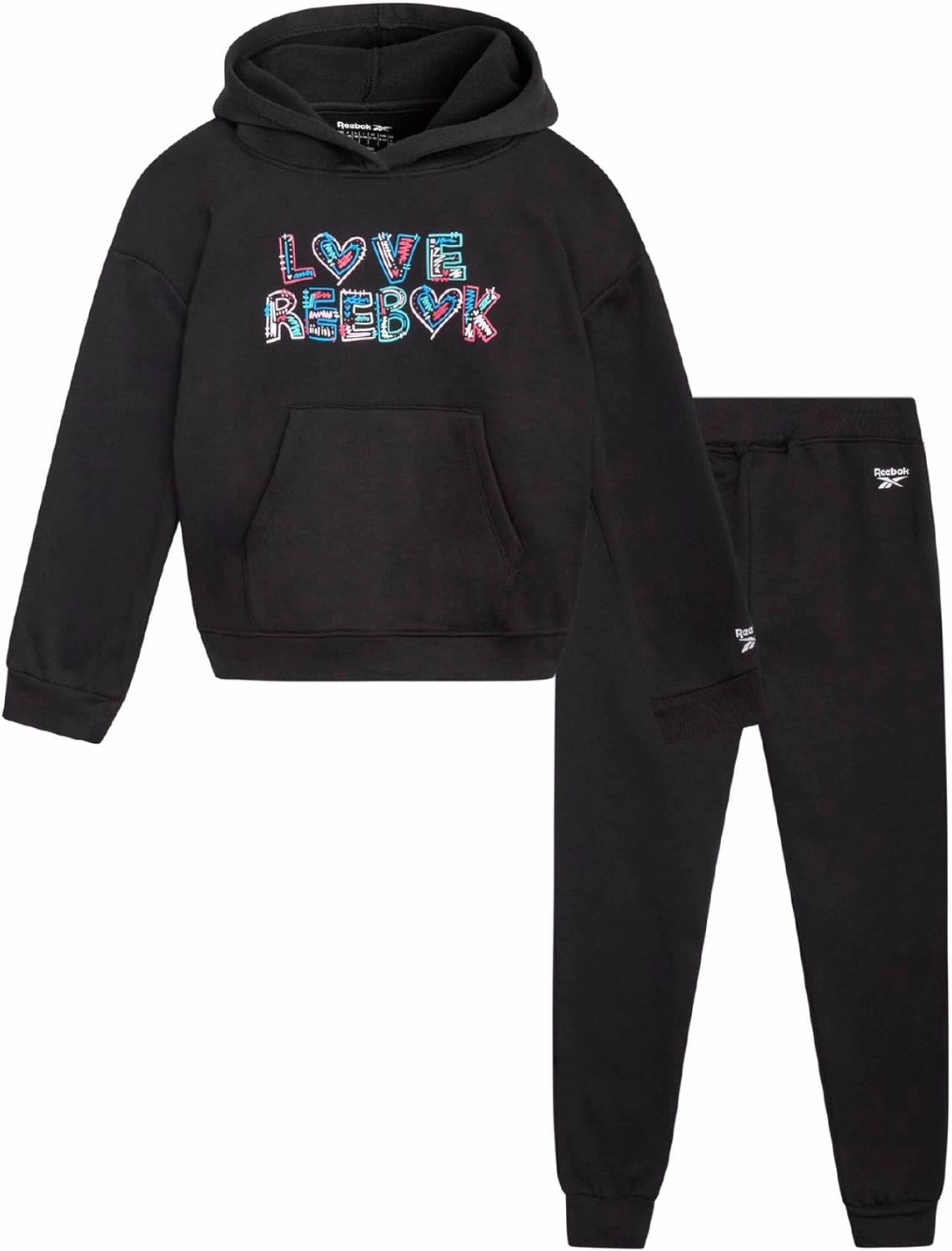 Reebok Girls' Sweatsuit Set - 2 Piece Fleece Hoodie and Jogger Sweatpants (Size: 7-12)