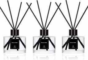 Reed Diffuser Set Of 3 For Bathroom Air Fresheners, Oil Diffuser Sticks | Fresh Linen, Ocean, Eucalyptus & Mint Scent(1.7 fl oz Each Pack) Fragrance With 12 Sticks Defusers | Shelf Decor
