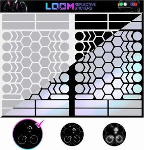 Reflective Stickers Kit (134pcs blk-Gray)• Nighttime Safety Waterproof Self-Adhesive Decals for Helmets, Bike, Scooter, E-Bike, Motorcycle & Strollers • Bright Colors, Black-gray (LM-10103-all)