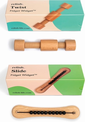 Relish - Fidget Toys, Fidget Widget Twin Pack Wooden Toy Set – Alzheimer's & Dementia Sensory Products, Activities for Elderly/Seniors