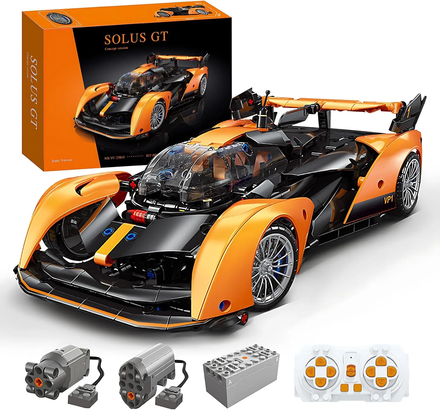 Remote Control Building Car, 1:14 Solus GT Construction Toy, Compatible with Technic Car, Collectible Gifts for 10-16 Year Olds and Adults (817pcs)