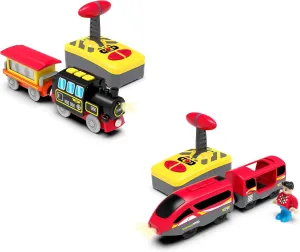 Remote Control Trains for Wooden Track Set, Motorized Train Toy for Kids, Electric Train Cars with Remote Compatible with Thomas & Friends, Brio, Melissa and Doug