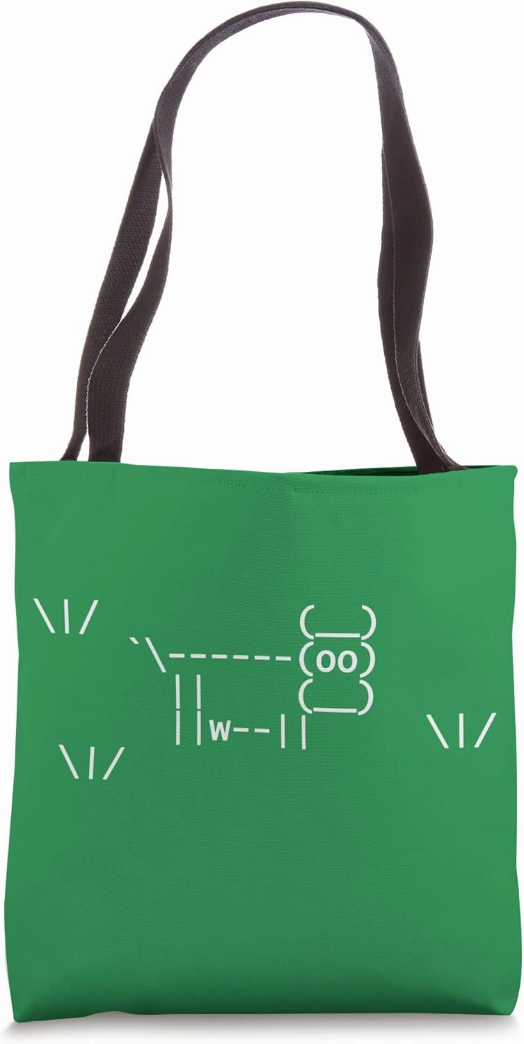 Retro ASCI Art Cow V3 Cow In Pasture, Dark Tote Bag