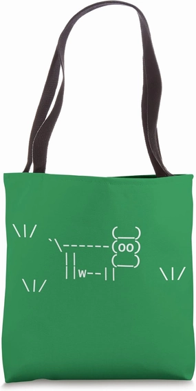 Retro ASCI Art Cow V3 Cow In Pasture, Dark Tote Bag
