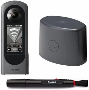 RICOH Theta X 360-Degree Camera Bundle with Lens Cap and Lens Cleaning Pen (3 Items)