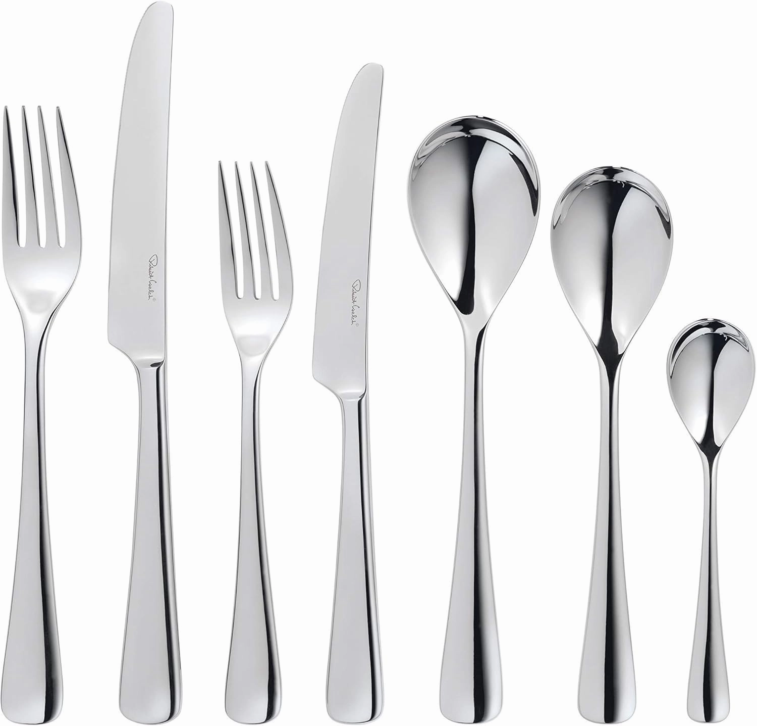Robert Welch Malvern Bright, 84 Piece Cutlery Set for 12 People. Made from Stainless Steel. Dishwasher Safe. (Stainless Steel 24 Pieces)