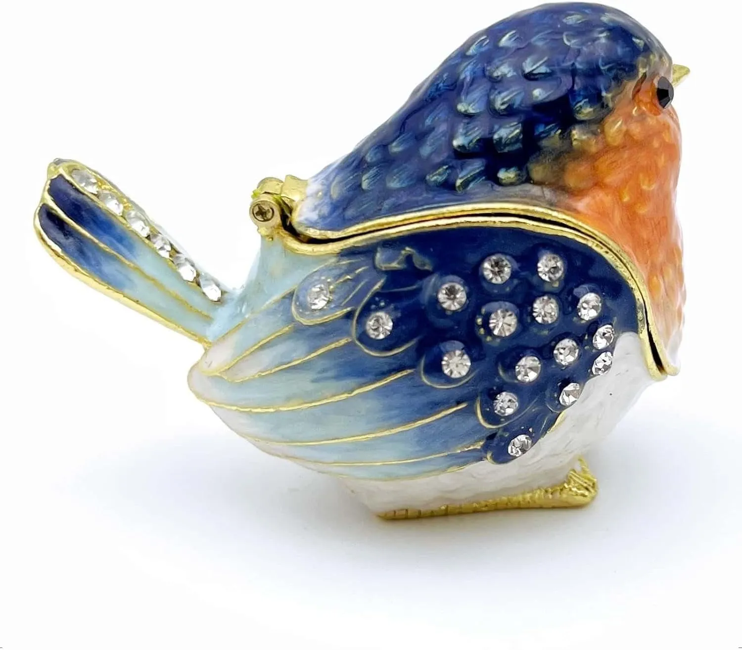 Robin Bird Jewelry Trinket Boxes Hinged Ring Box.Collectible Bird Figurines Home Decor Gifts for Women.Necklace Rings Earrings Organizer.