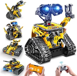 Robot Toys for Kids Building Set, 520 PCS App & Remote Control Robotics Kit, 5-in-1 RC Wall Robot Engineer Robot Dinosaur Building Block Toy Gift for Kids 6 7 8 9 10 11 12  Years Old Boys Girls