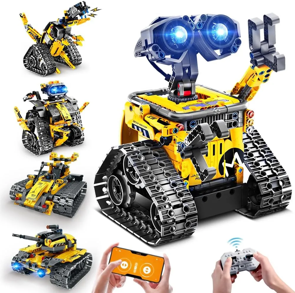 Robot Toys for Kids Building Set, 520 PCS App & Remote Control Robotics Kit, 5-in-1 RC Wall Robot Engineer Robot Dinosaur Building Block Toy Gift for Kids 6 7 8 9 10 11 12  Years Old Boys Girls