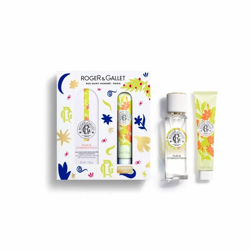 ROGER & GALLET | Osmanthus Flower Gift Set | 1 fl oz Wellbeing Fragrant Water | 1 oz Hand & Nail Cream | Limited Edition