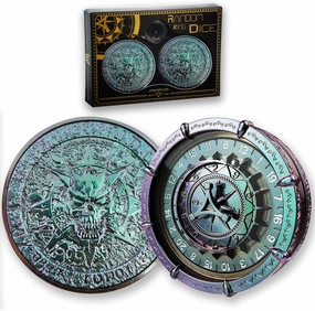 Roulette Dice King Set -1 pair Unique Random Dice Spinner for Dungeons and Dragons d&d Pathfinder DCC Metal wheel 20 Sided Goblin Collection Accessories DM Supplies - Green Purple Blue Black Chameleon