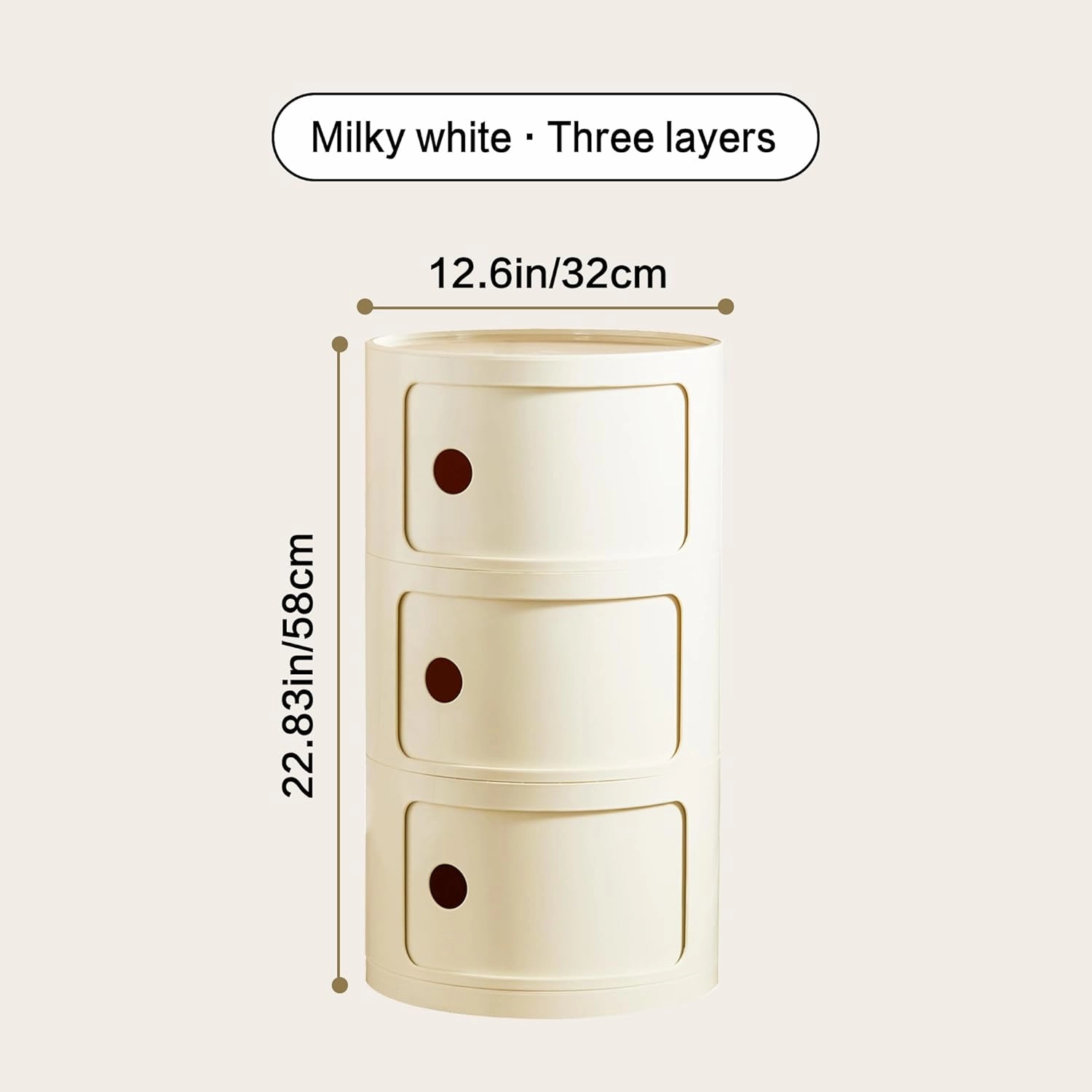Round Nightstand with 3 Drawers, Modern Style Side Table, Multifunctional End Table Storage Cabinet for Living Room, Bedroom, Bathroom (White)