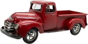 Rustic Farmhouse-Style Decorative Red Pickup Truck | Set on Flat Surface in Your Office, Home, or Garage | Christmas Tree Farm Truck | Great for Housewarming and Weddings | 15" x 6" x 6"