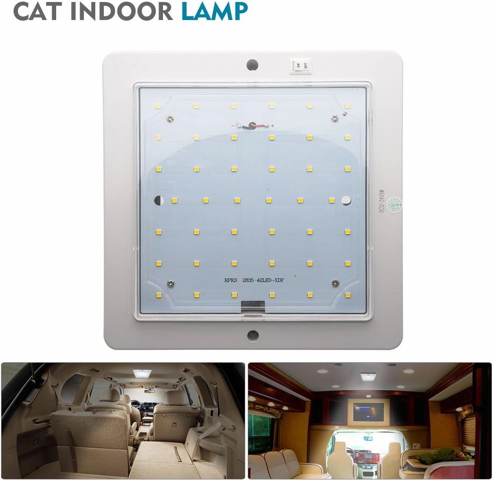 RV Interior Light LED Ceiling Dome Lights 12V 9W 7.8 Inch Downlight Campervan Caravan Motorhome Chrome Cold White