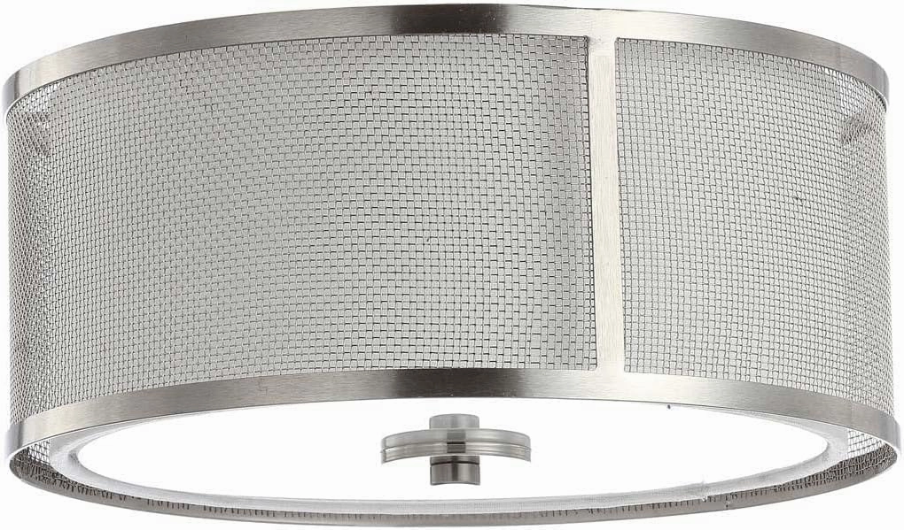 SAFAVIEH FLU4038A Eldon Nickel and White 2-Light (LED Bulbs Included) Flush Mount
