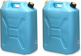 Scepter Portable Plastic Military Style Food Grade 5 Gal Water Jug Container with Reversible Spout for Camping & Emergency Storage, Blue
