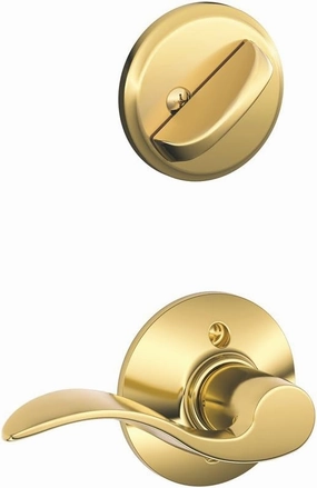 Schlage F59 ACC 605 LH Accent Interior Left-Handed Lever with Deadbolt, Bright Brass (Interior Half Only)