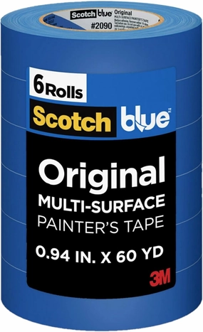 ScotchBlue Original Multi-Surface Painters Tape, 1 Inch Wide (0.94 In. x 60 Yds), 6 Rolls, Blue Paint Tape Protects Surfaces and Removes Easily, Masking Tape for Indoor and Outdoor Use (2090-24EP6)