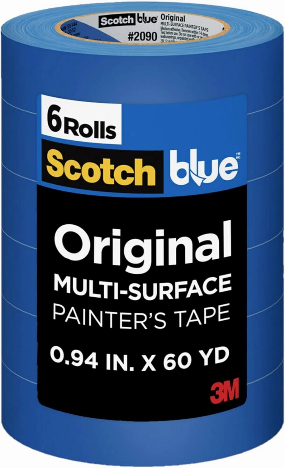 ScotchBlue Original Multi-Surface Painters Tape, 1 Inch Wide (0.94 In. x 60 Yds), 6 Rolls, Blue Paint Tape Protects Surfaces and Removes Easily, Masking Tape for Indoor and Outdoor Use (2090-24EP6)