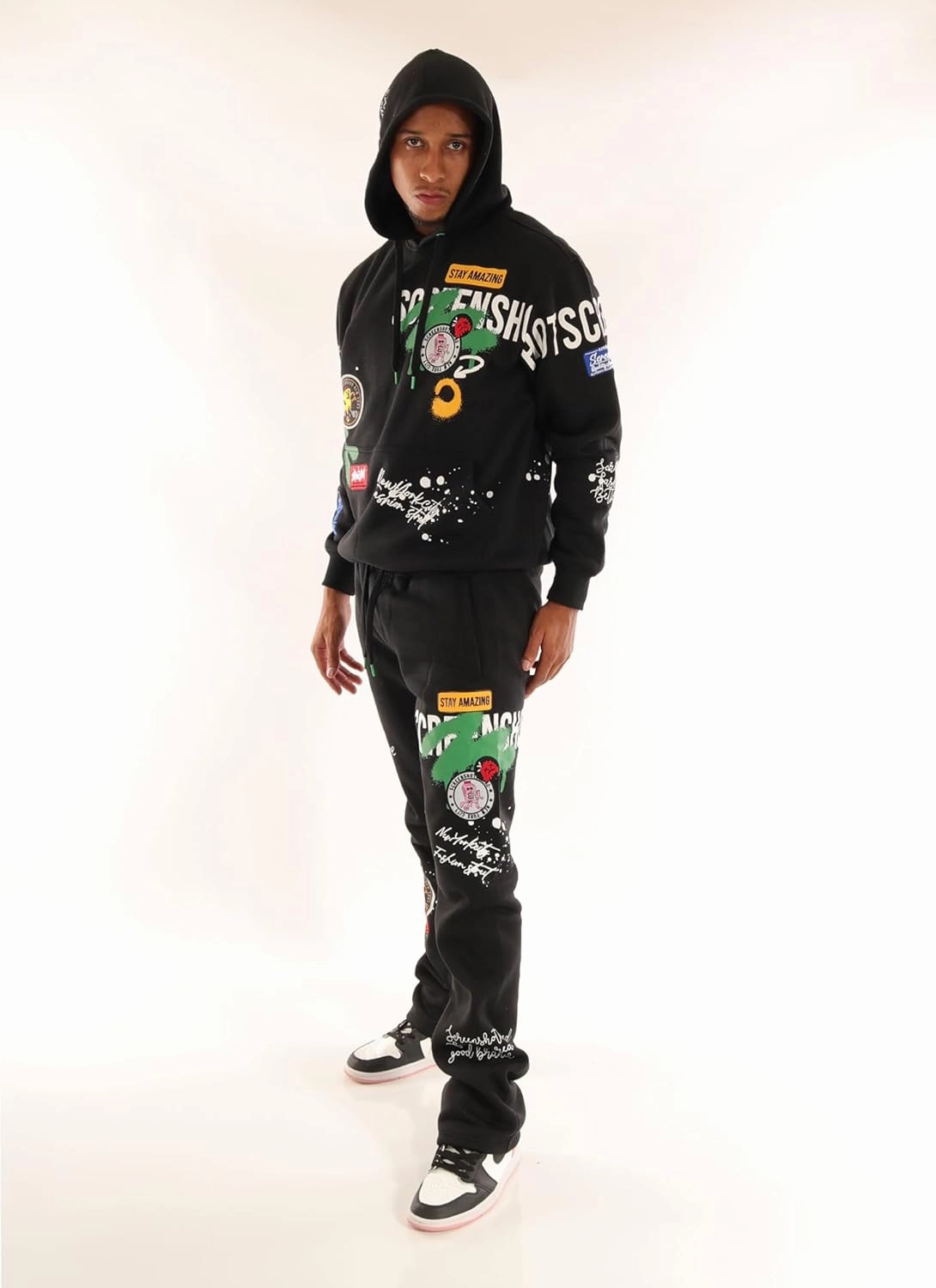 SCREENSHOT-Fleece Pants 4202 Mens Streetwear Urban Fit Fleece Pants - Stacked Fit Fashion Sweatpants Ribbed Wasteband