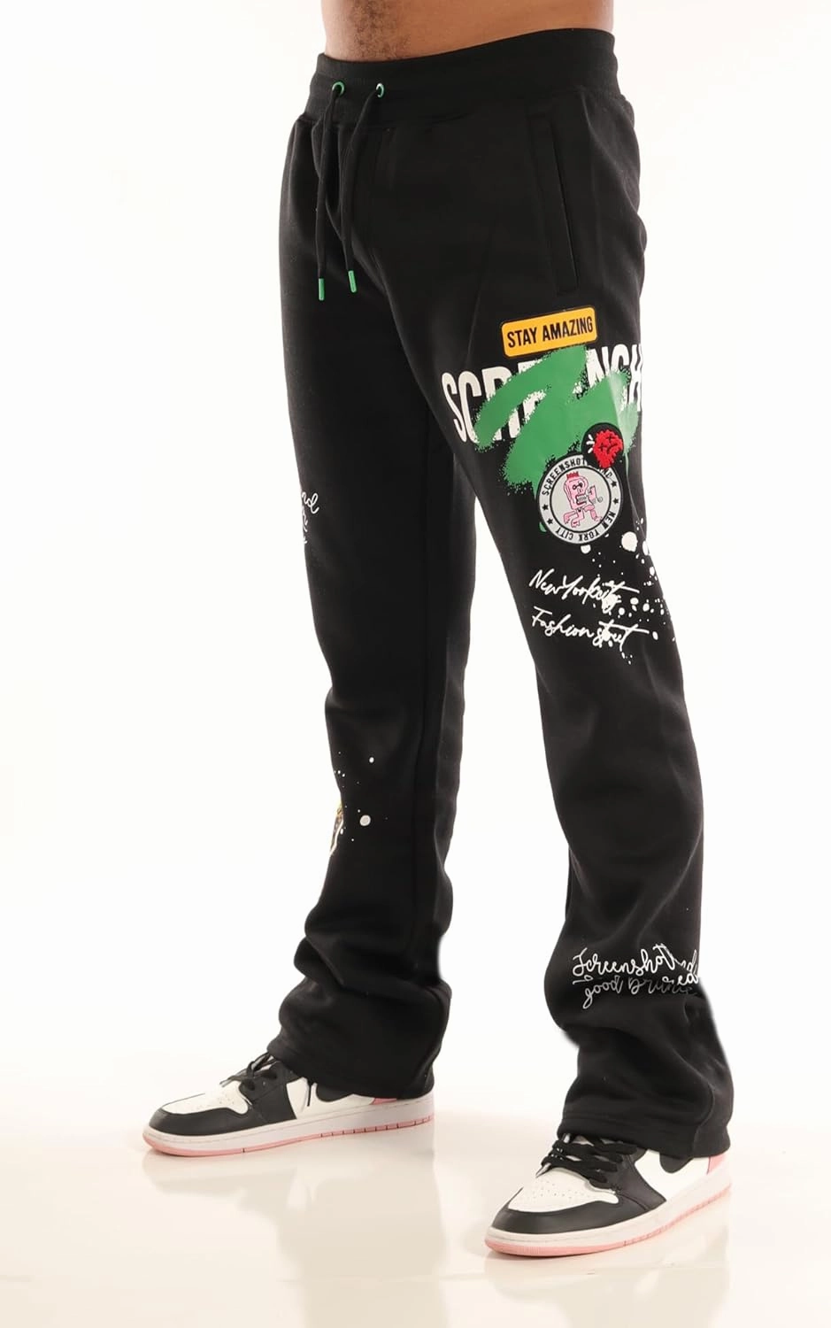 SCREENSHOT-Fleece Pants 4202 Mens Streetwear Urban Fit Fleece Pants - Stacked Fit Fashion Sweatpants Ribbed Wasteband